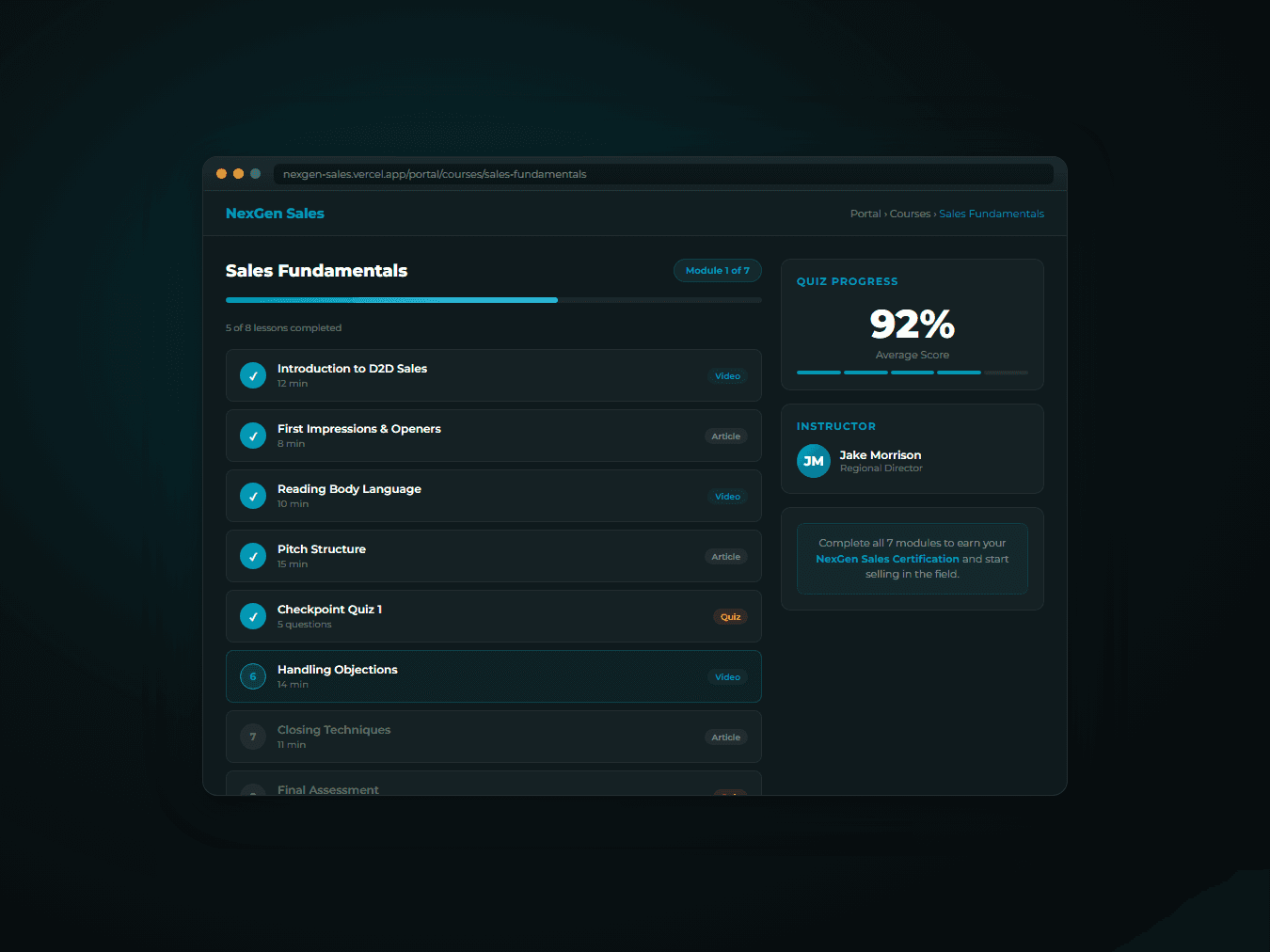 NexGen Sales screenshot